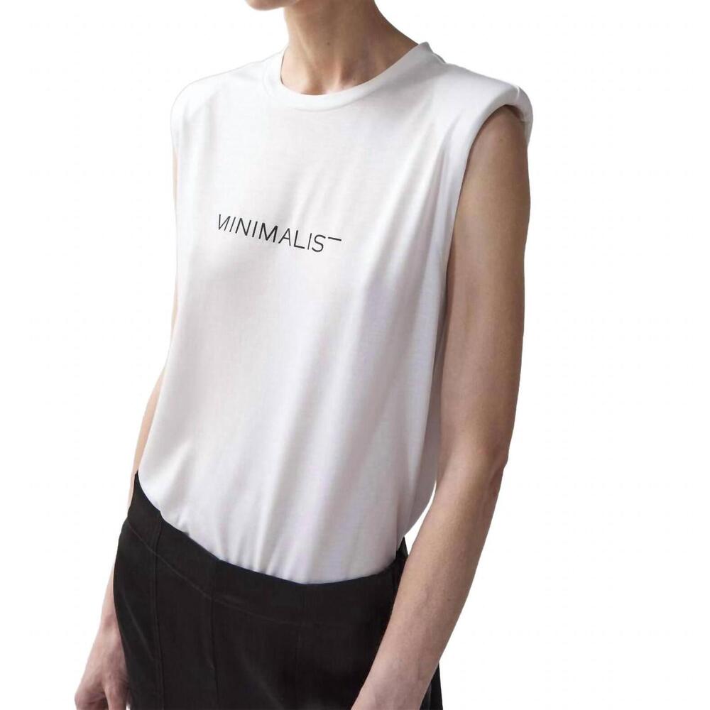 NEW MINIMALIST inessa luxe logo shoulder pad tee in white